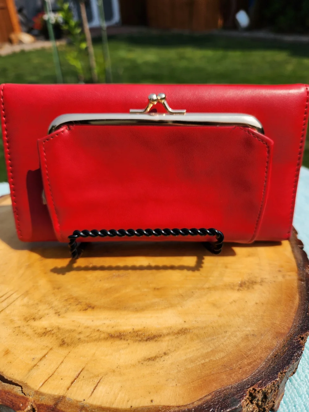 Buxton Heiress Organizer Clutch in red